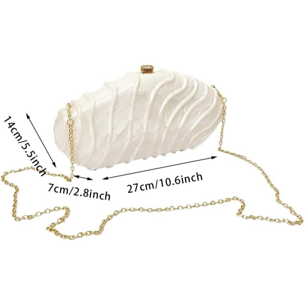 Unique Shell Shape Acrylic Evening Purse - Stylish Handbag for Weddings & More - Picture 2 of 5